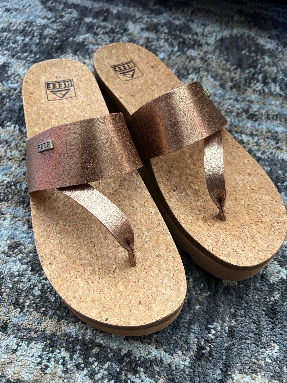 Reef Women's Metallic Bronze Cork Platform Sandals